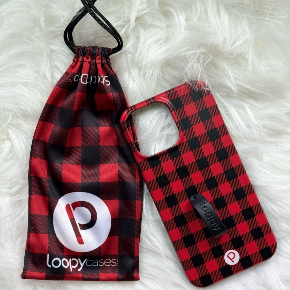 Loopy Case for iPhone 13 Pro Max - Red Buffalo Plaid (Right-Handed Orientation)